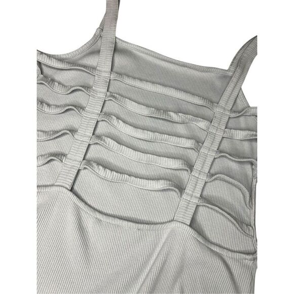 Express One Eleven Women’s Large Bodysuit Ribbed Light Blue Cage Back - Picture 4 of 6